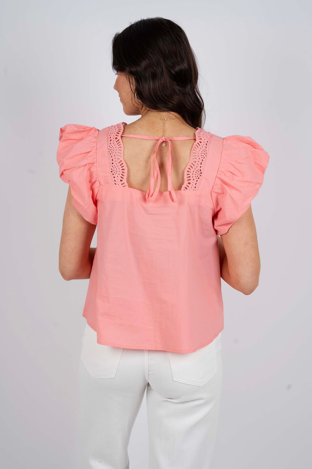 Eyelet Perfection Top (Coral Pink)