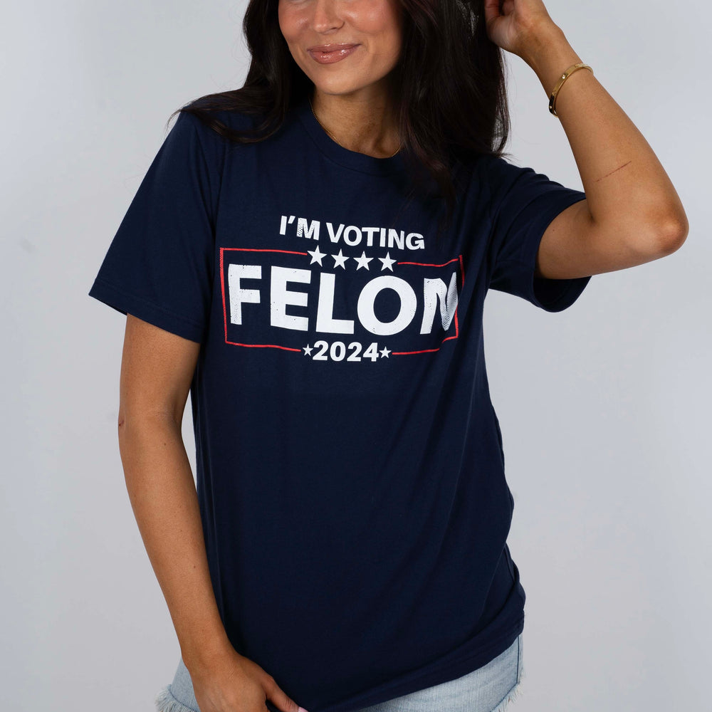 I'm Voting Felon Graphic Tee (Navy)