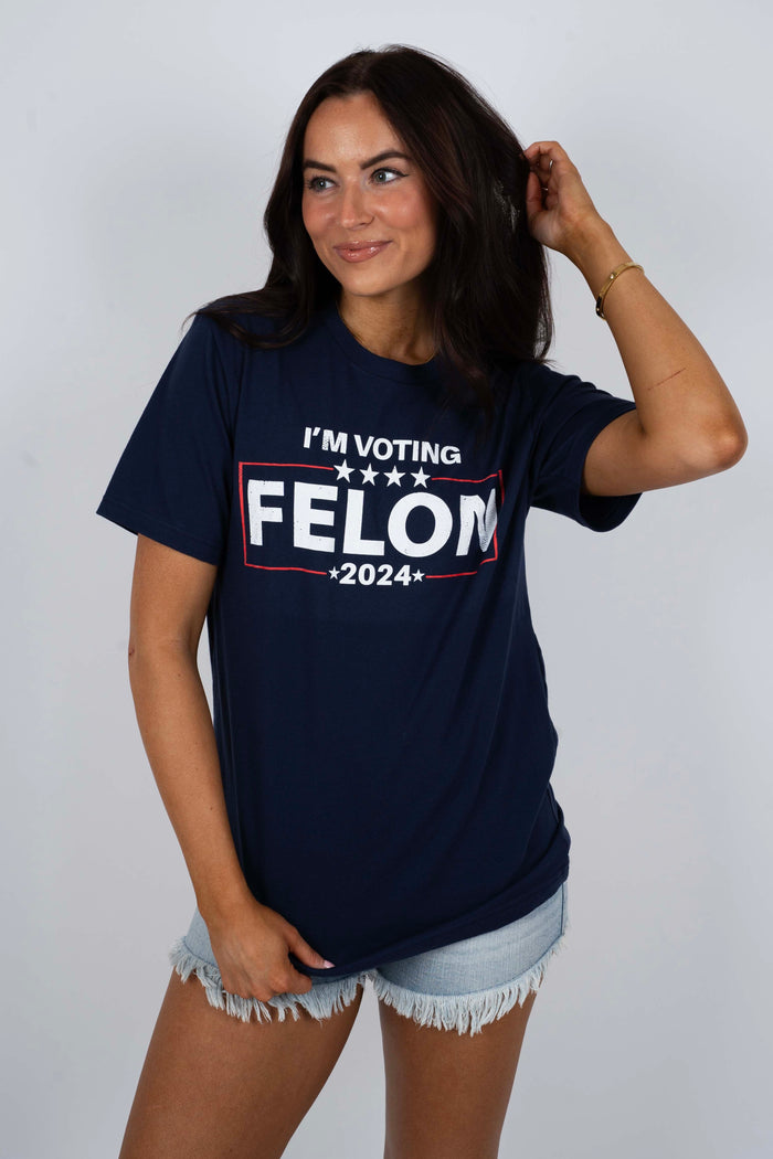 I'm Voting Felon Graphic Tee (Navy)
