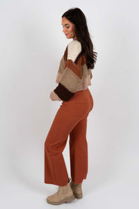 Miles To Go Wide Leg Denim Jeans (Rust)