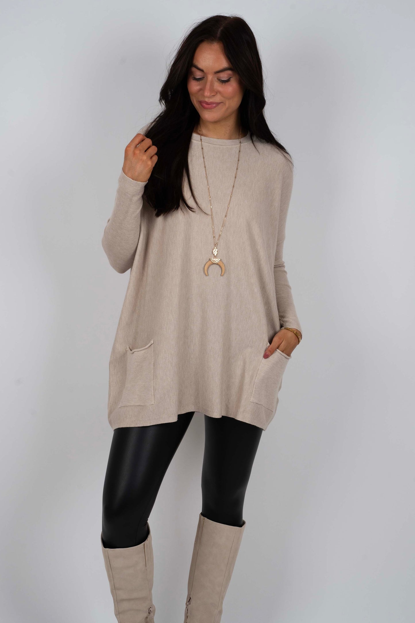 Totally Smitten Sweater (Warm Grey)