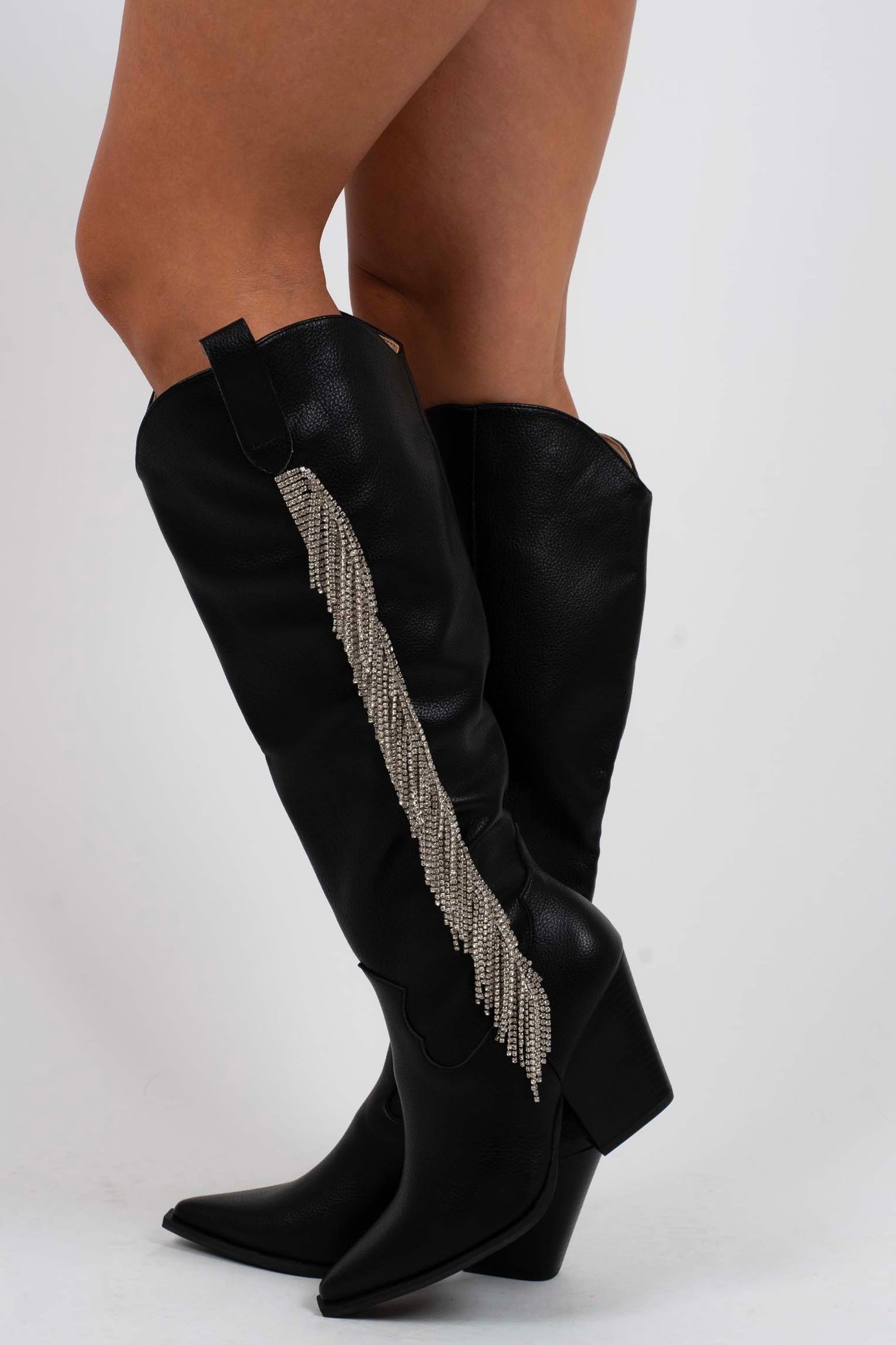 Girls black fringe boots best sale