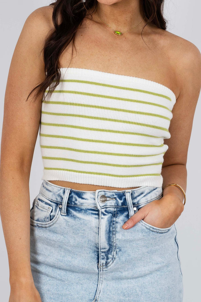 Easily Your Best  Crop Top (Ivory/Lime)