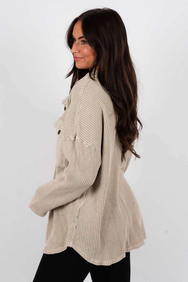 Camdyn Button Down (Stone)