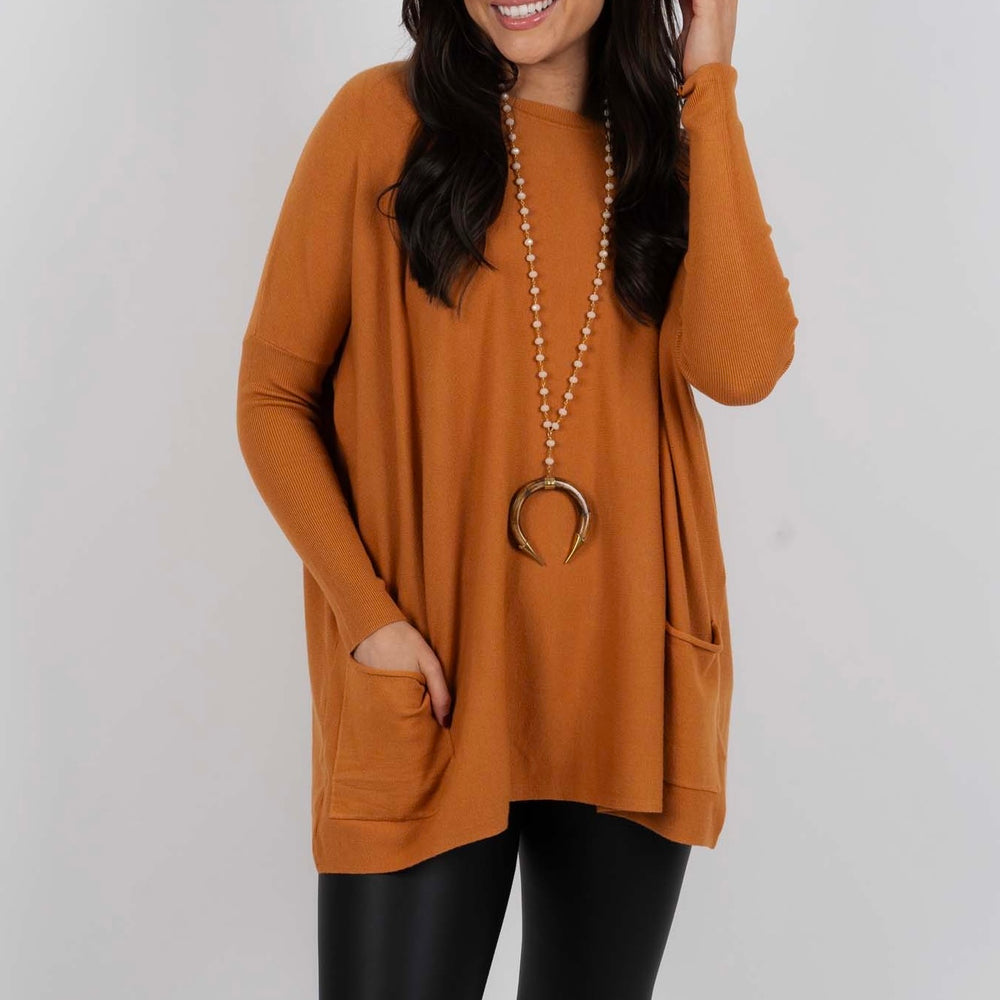 
                      
                        Totally Smitten Sweater (Caramel)
                      
                    