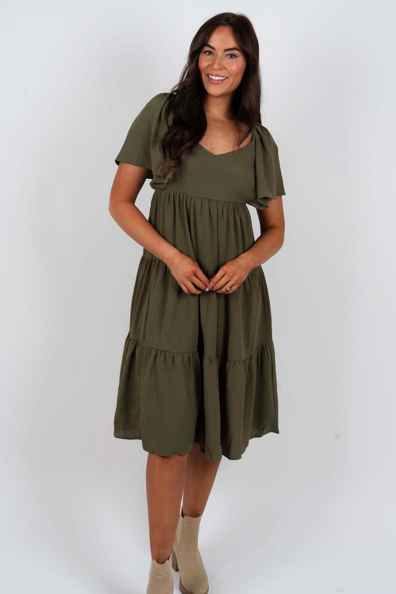 Time Will Tell Dress (Olive)