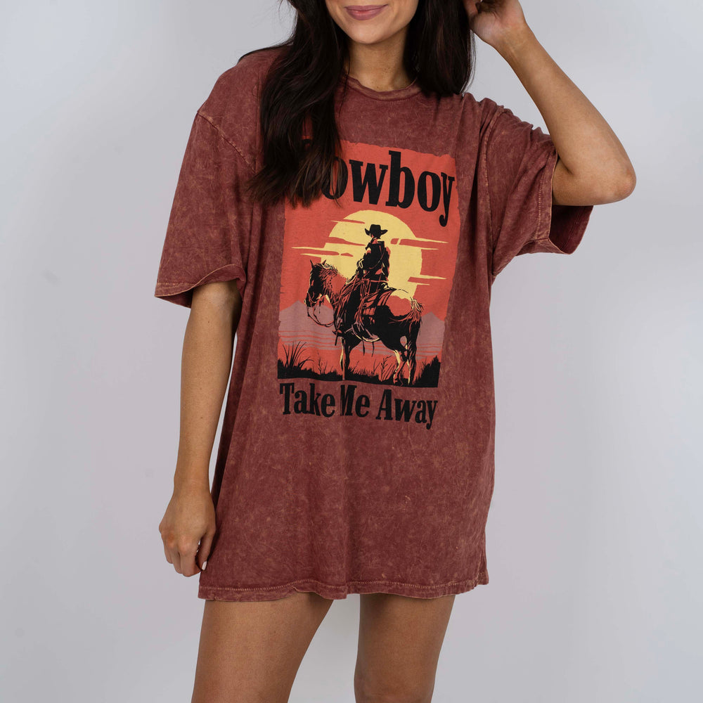 
                      
                        Cowboy Take Me Away Graphic Tee (Wine)
                      
                    