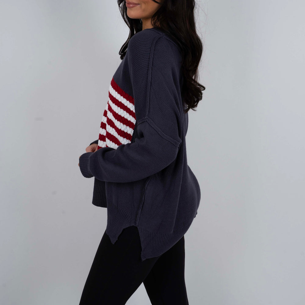 
                  
                    American Flag Sweater (Blue Grey)
                  
                