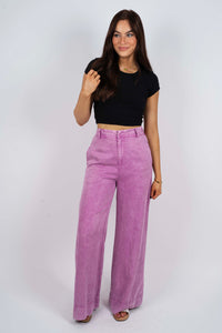 High Stakes Wide Leg Pants (Orchid Pink)