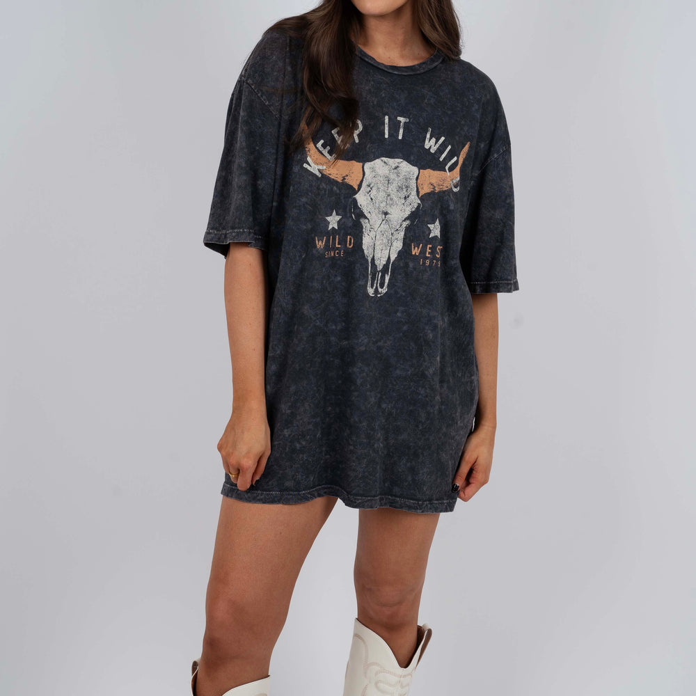 Keep It Wild Cow Skull Graphic Tee