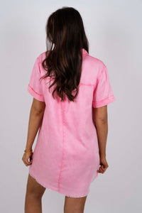 Feel The Fun Shirt Dress (Pink)
