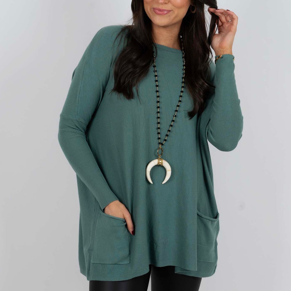 
                      
                        Totally Smitten Sweater (Marine Green)
                      
                    