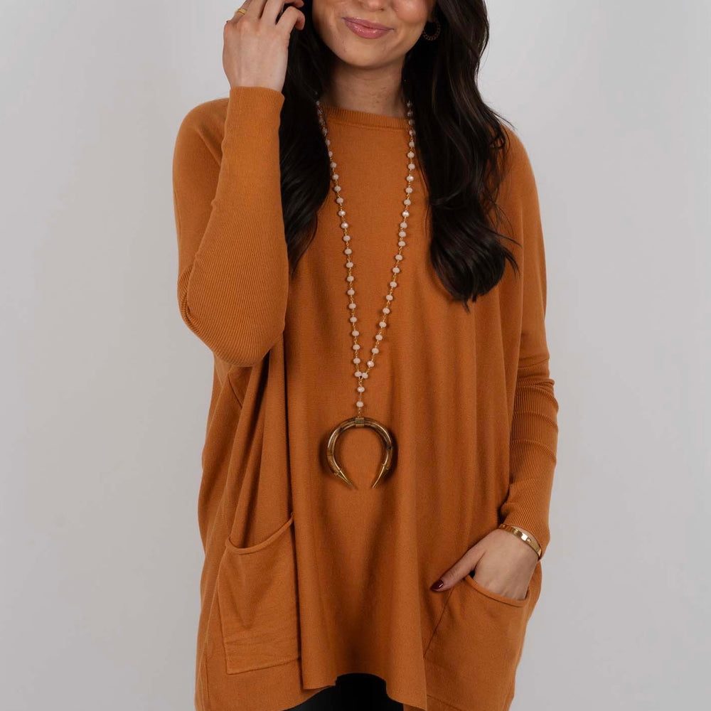 
                      
                        Totally Smitten Sweater (Caramel)
                      
                    