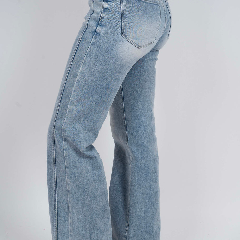 Risen Mid-Rise Straight Jeans