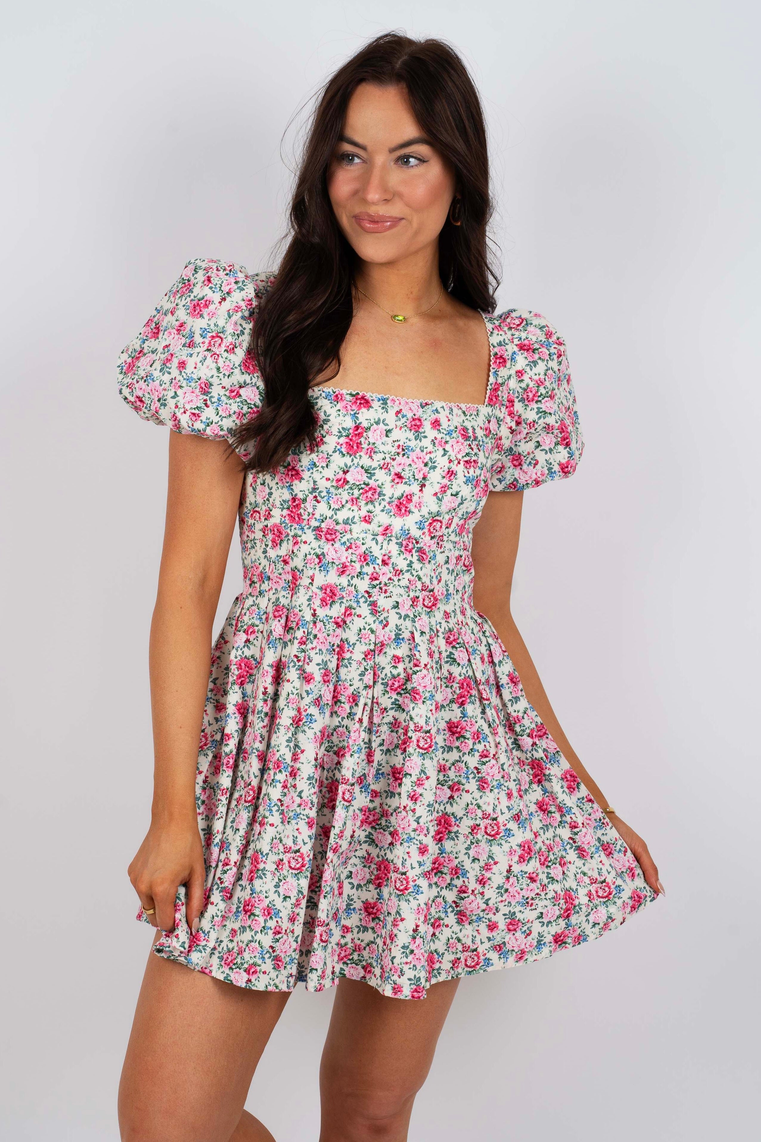 Floral Fantasy Dress Blushing Brunette