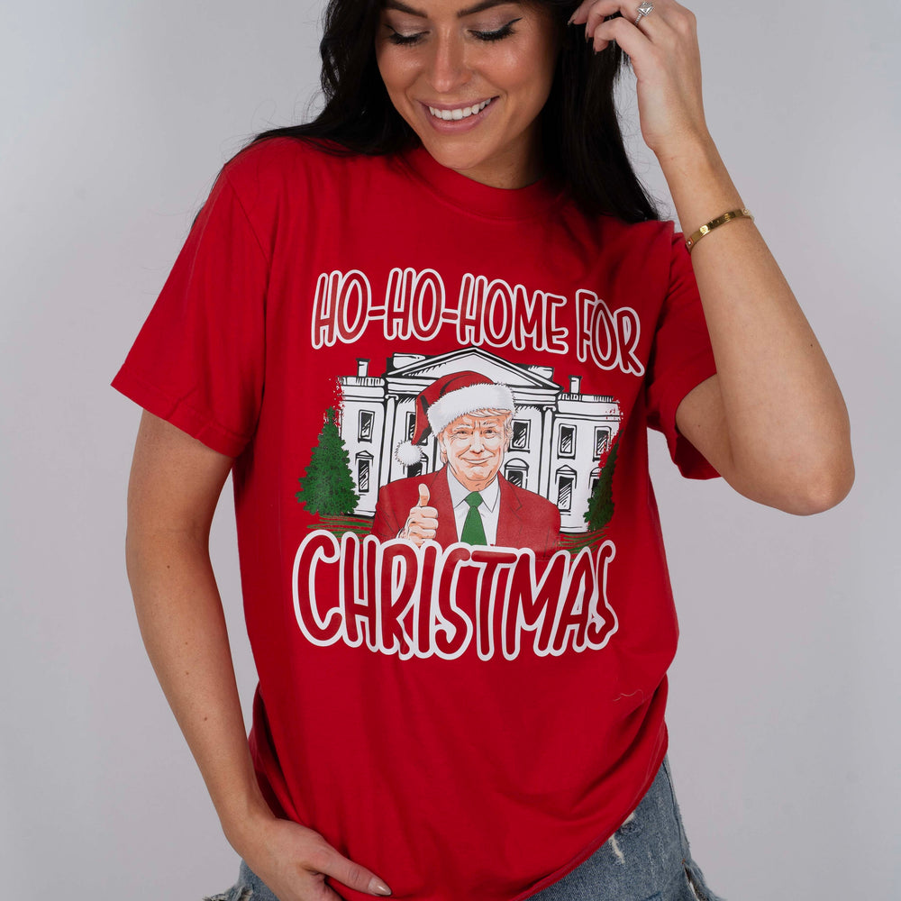 Ho-Ho-Home For Christmas Comfort Colors Tee (Red)