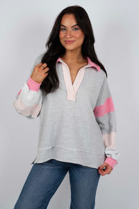 Running On Dreams Top (Pink/Grey)