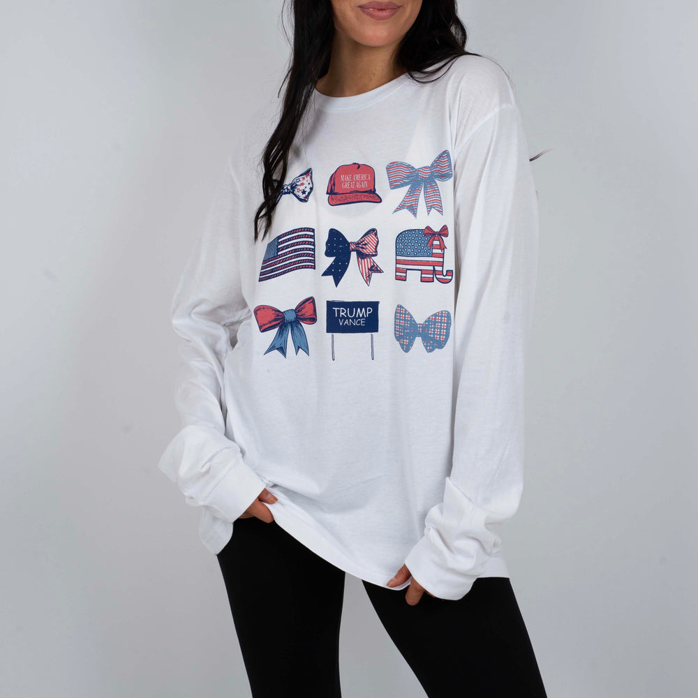 
                      
                        Long Sleeve Patriotic Bow Graphic Tee
                      
                    