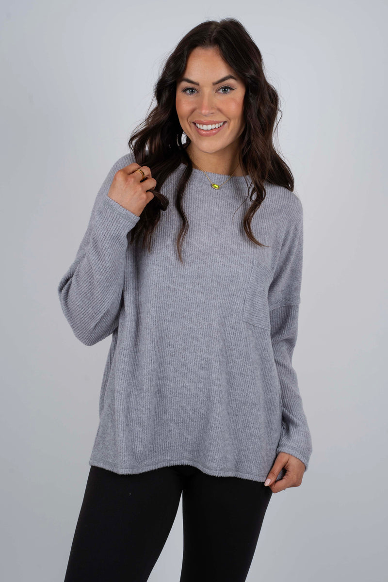 Ainsley Brushed Top (Heather Grey)