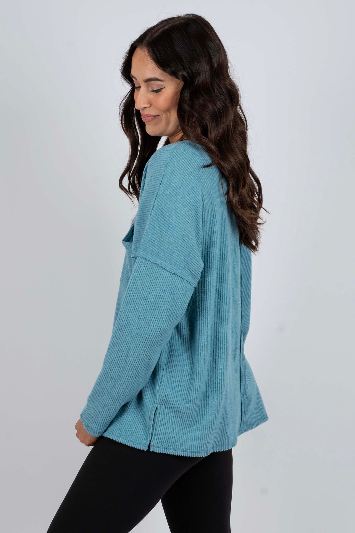 Ainsley Brushed Top (Dusty Teal)