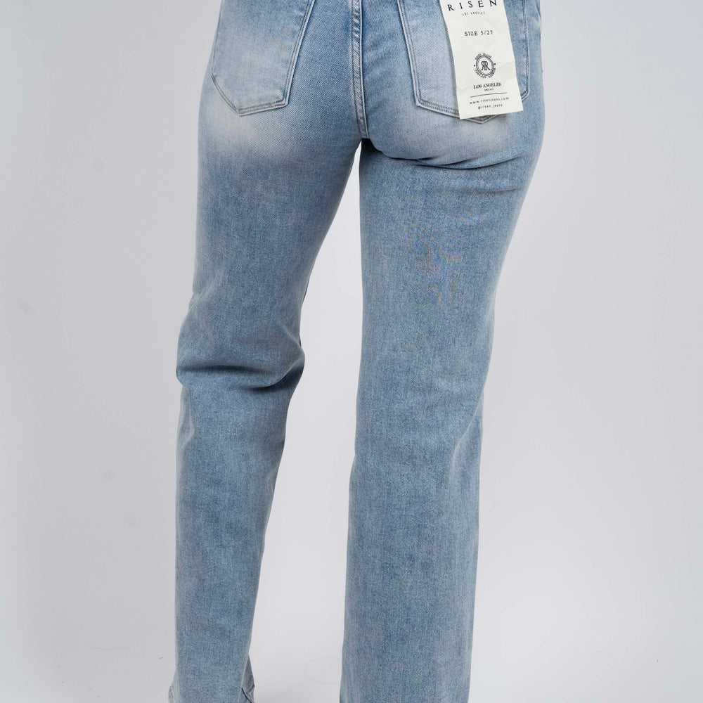 
                      
                        Risen Mid-Rise Straight Jeans
                      
                    