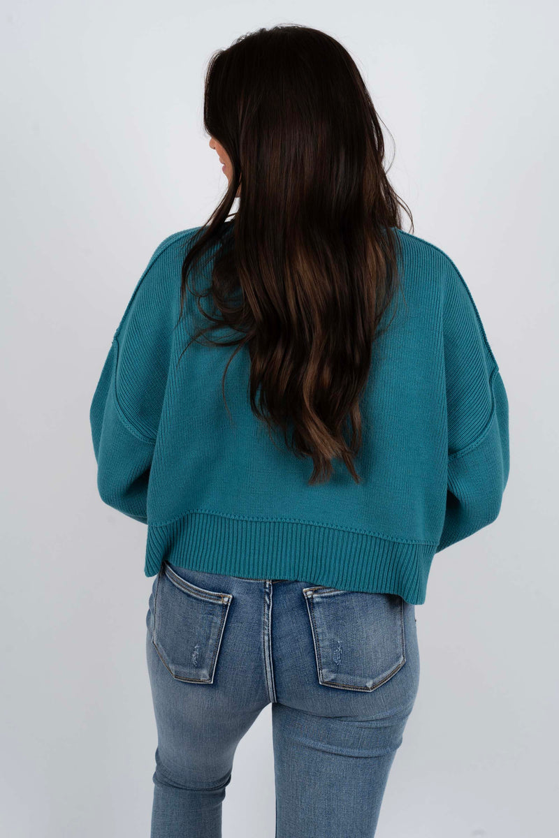 Top It All Off Sweater (Dusty Teal)