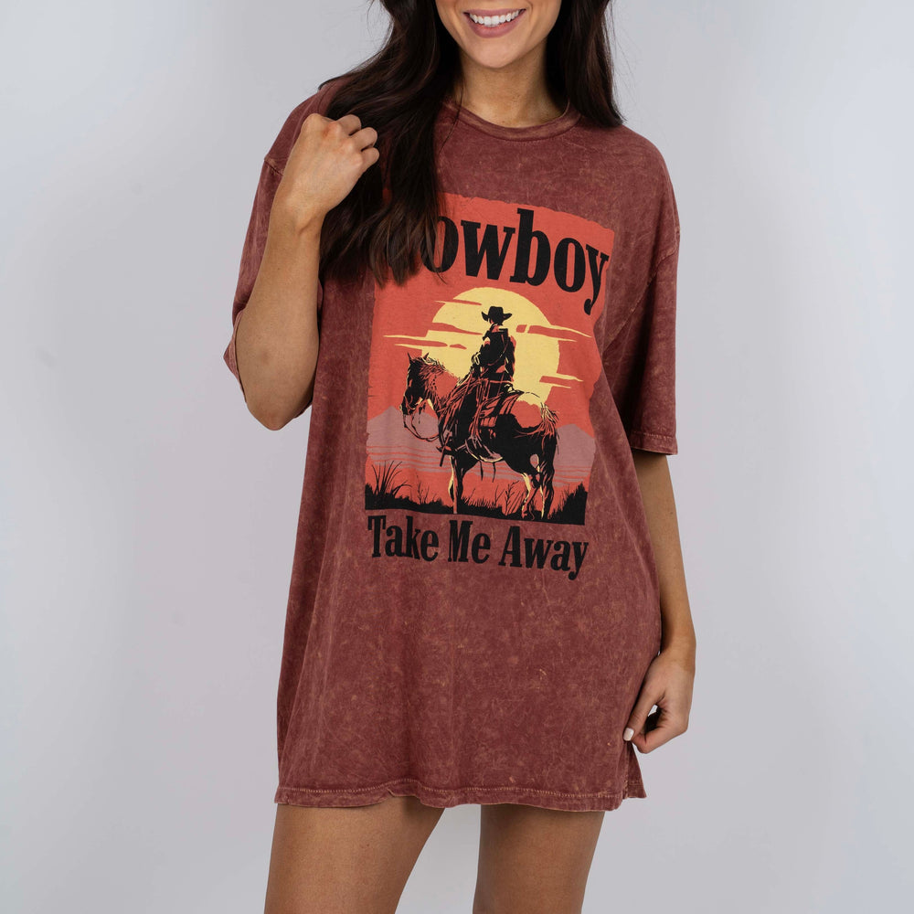 
                      
                        Cowboy Take Me Away Graphic Tee (Wine)
                      
                    