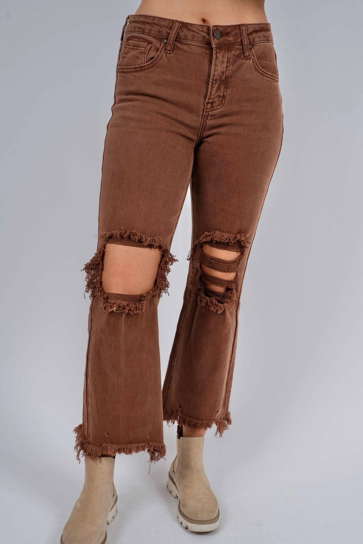 Buy Vintage Brown Gradient Jeans, Wide Leg Straight Pants, Women