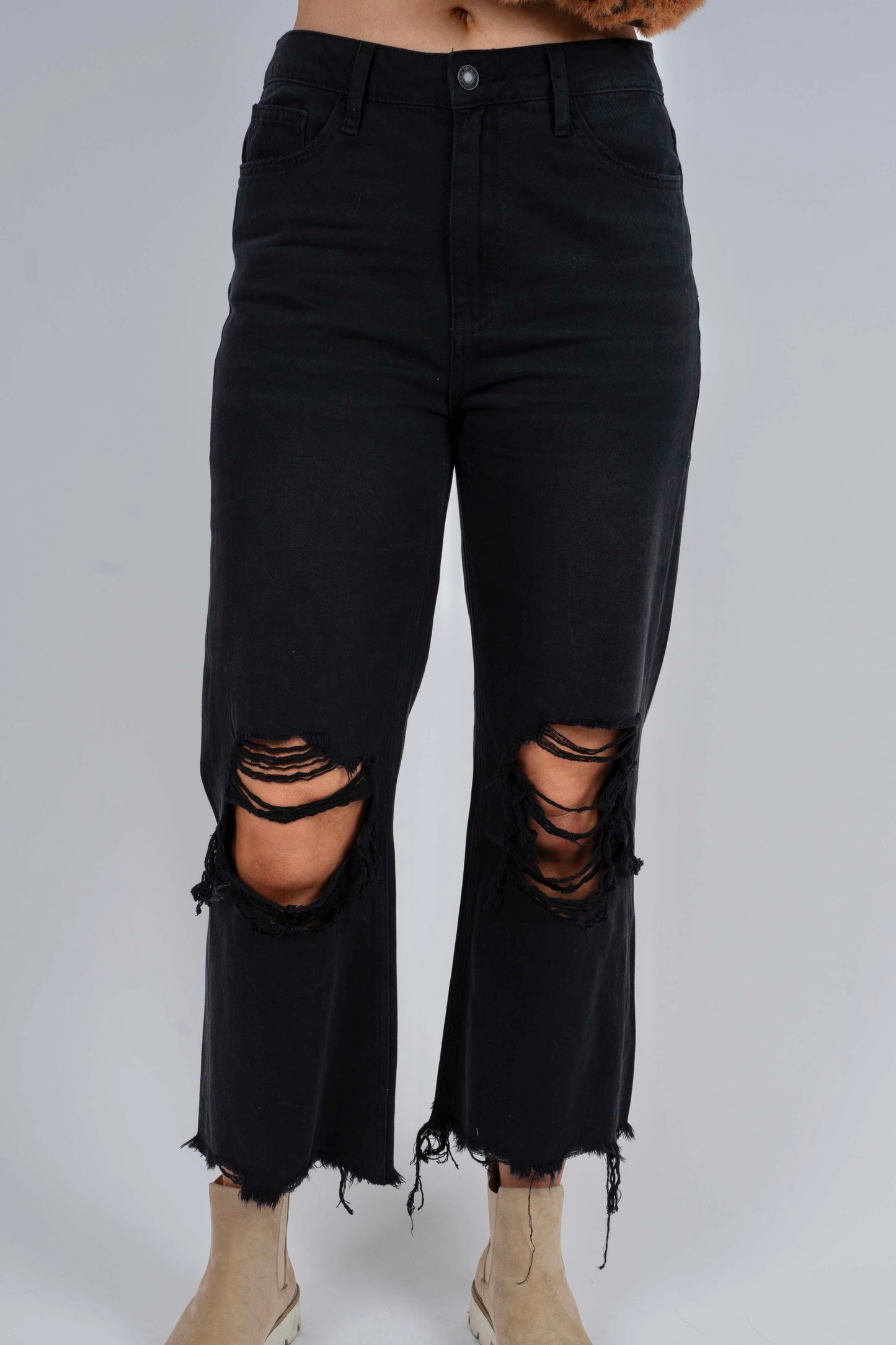 Fun & Free Cropped Jeans (Black)