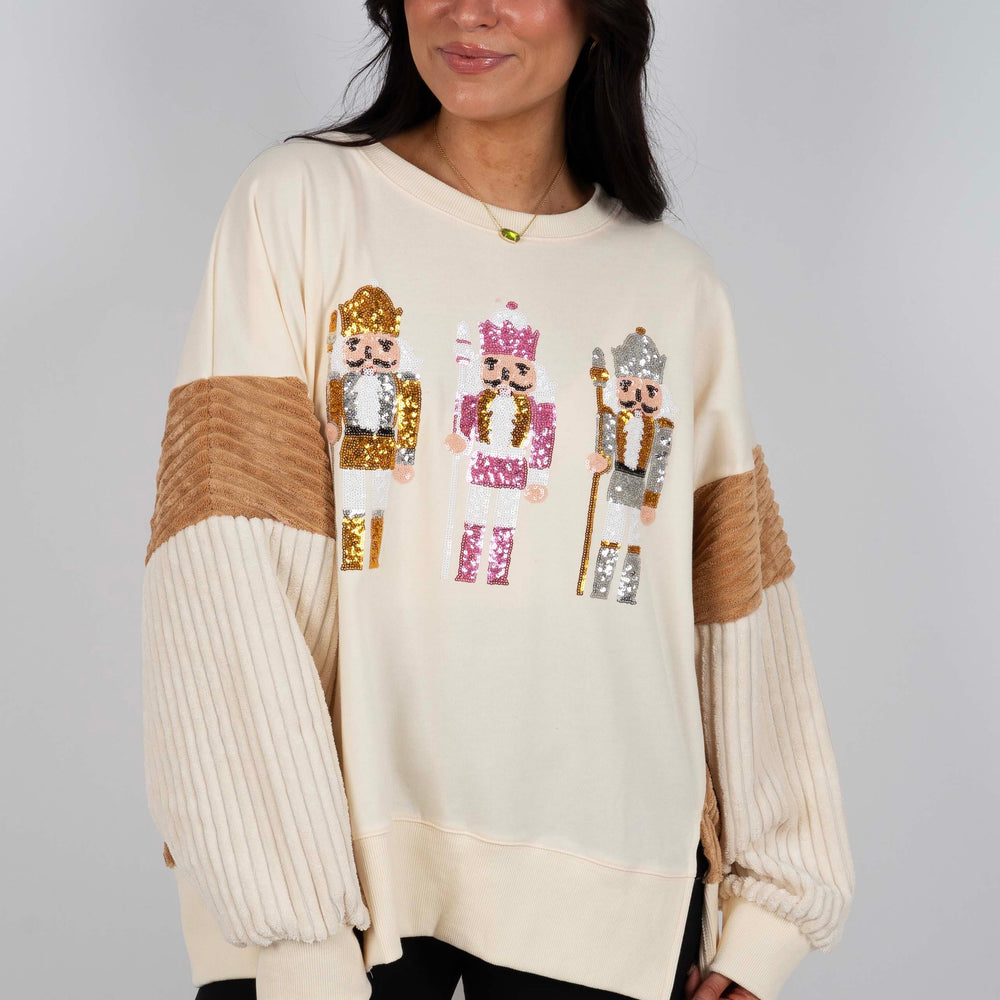 Sequin Nutcracker Sweatshirt (Cream)