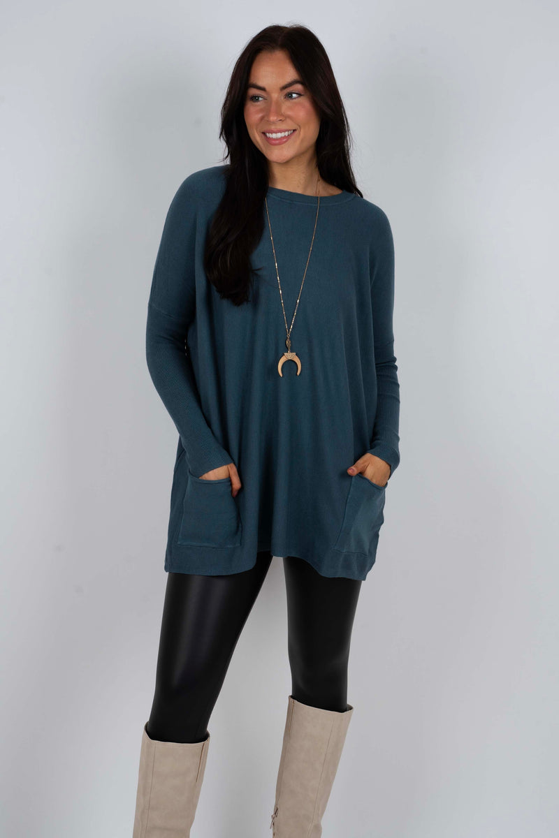 Totally Smitten Sweater (Teal)