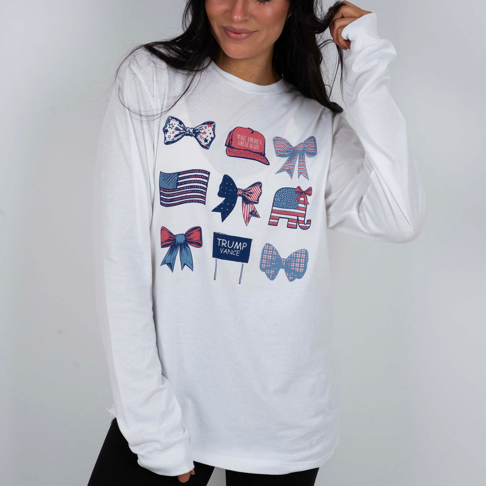 
                      
                        Long Sleeve Patriotic Bow Graphic Tee
                      
                    