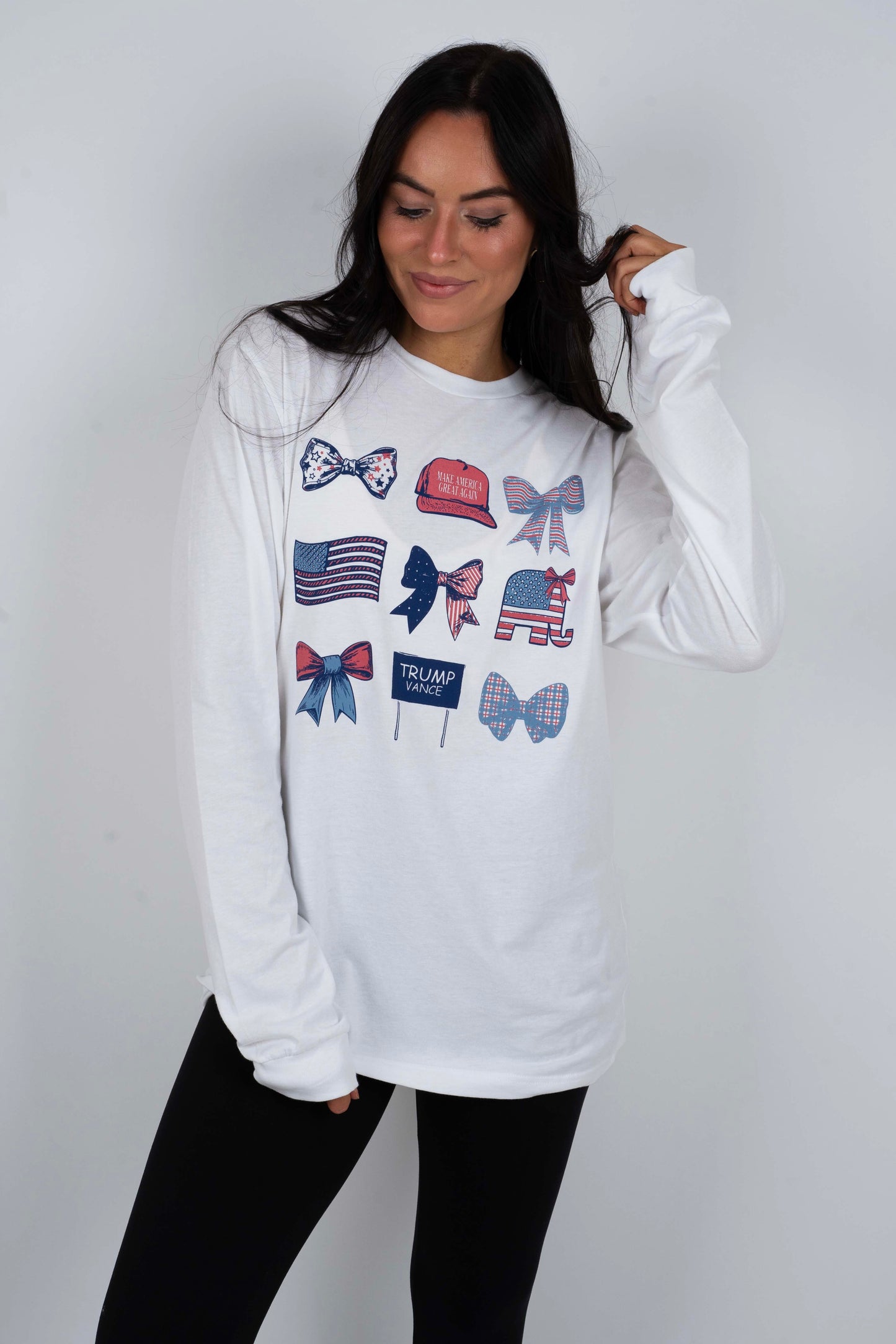 Long Sleeve Patriotic Bow Graphic Tee