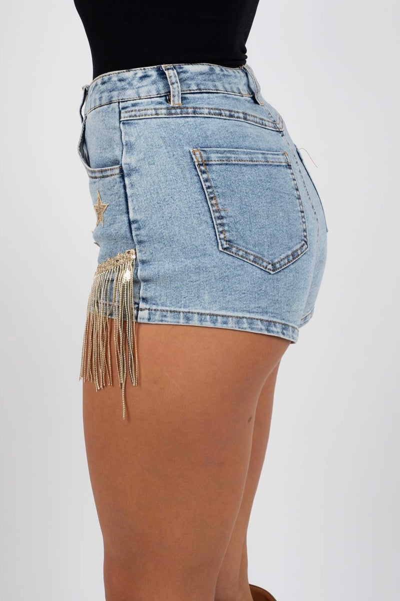 Star Patch Denim Shorts
