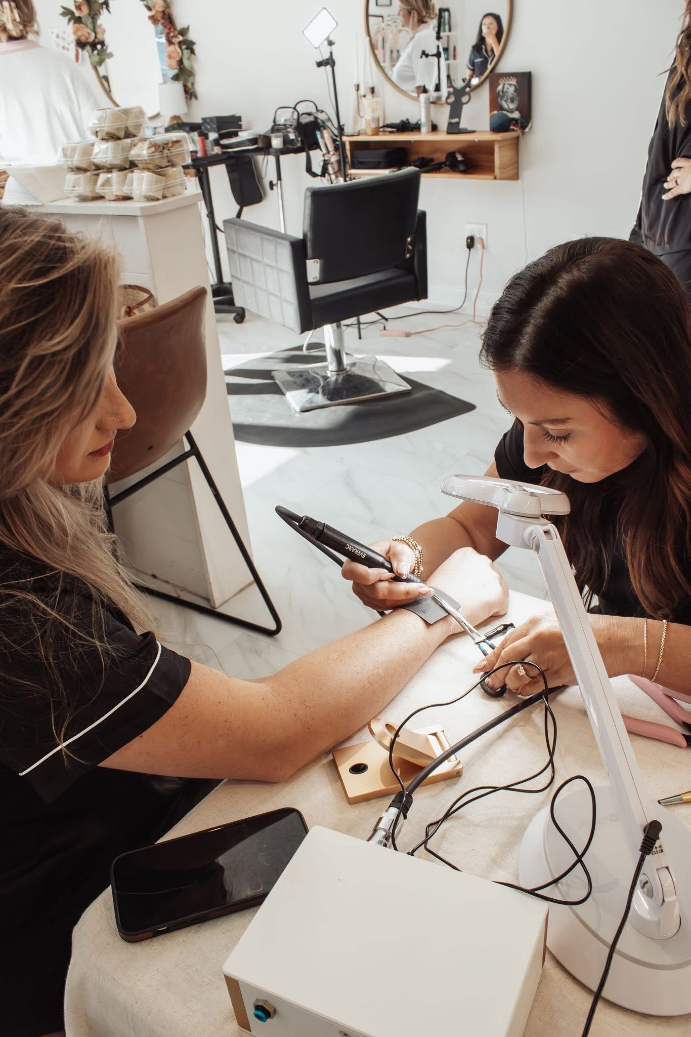 Permanent jewelry bracelet welding at Blush Linx in Columbus, GA