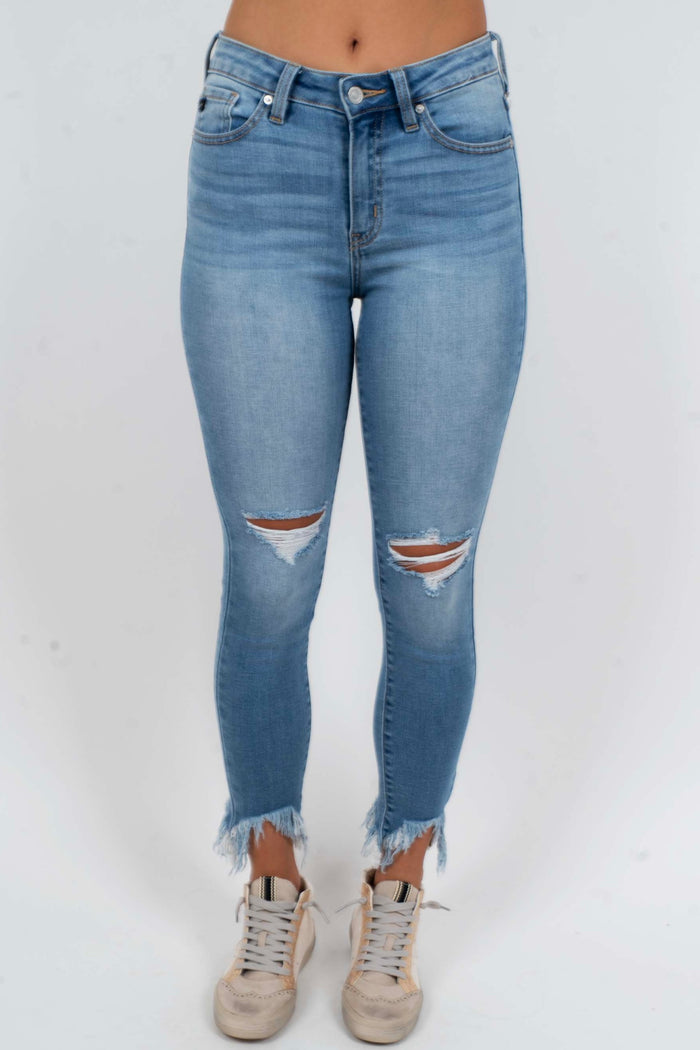 Kancan High Rise Ankle Skinny Jeans (Light Wash)