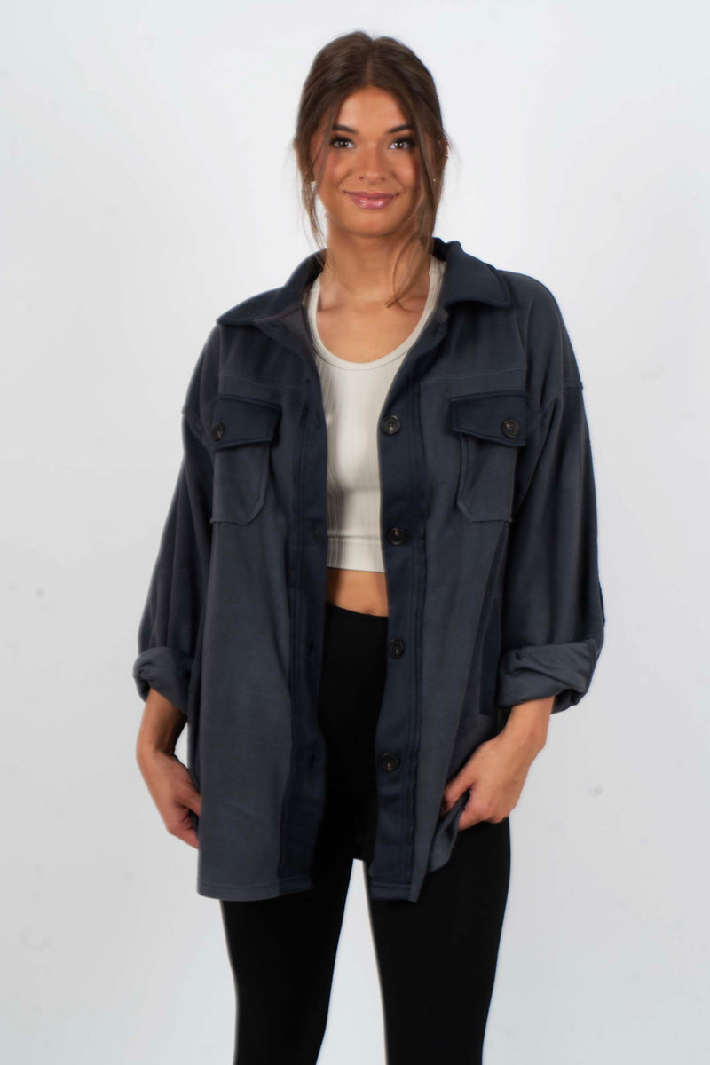 Step Into Love Shacket (Ash Gray)