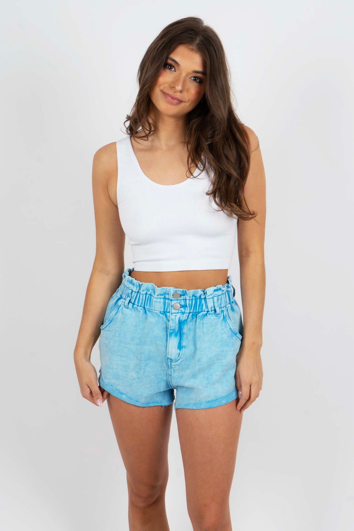 More To Gain Paperbag Shorts (Washed Sky)