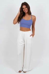 Take Note Wide Leg Pants (White)