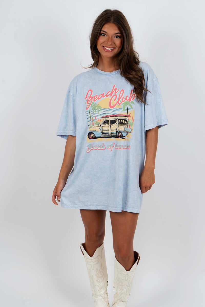 Beach Club Graphic Tee (Light Blue)