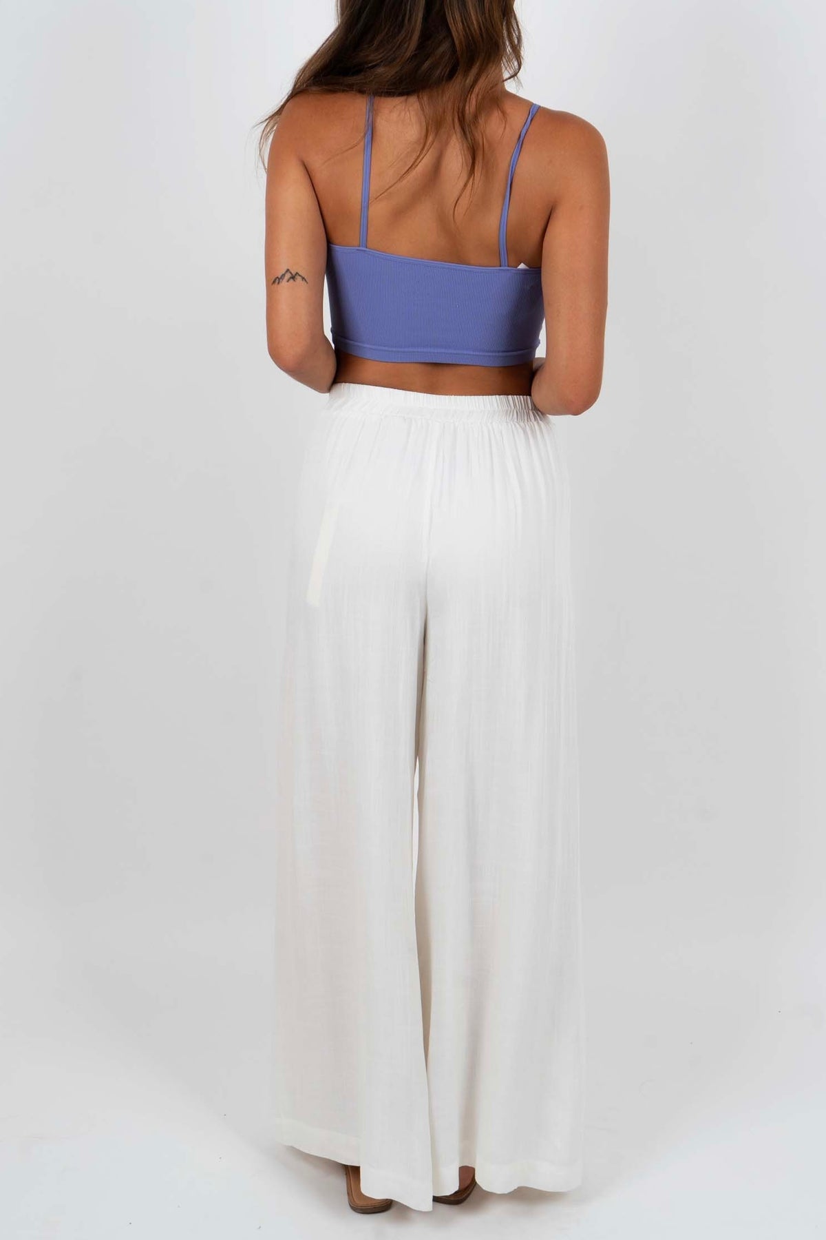 Take Note Wide Leg Pants (White)