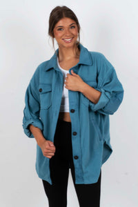 Step Into Love Shacket (Dusty Teal)