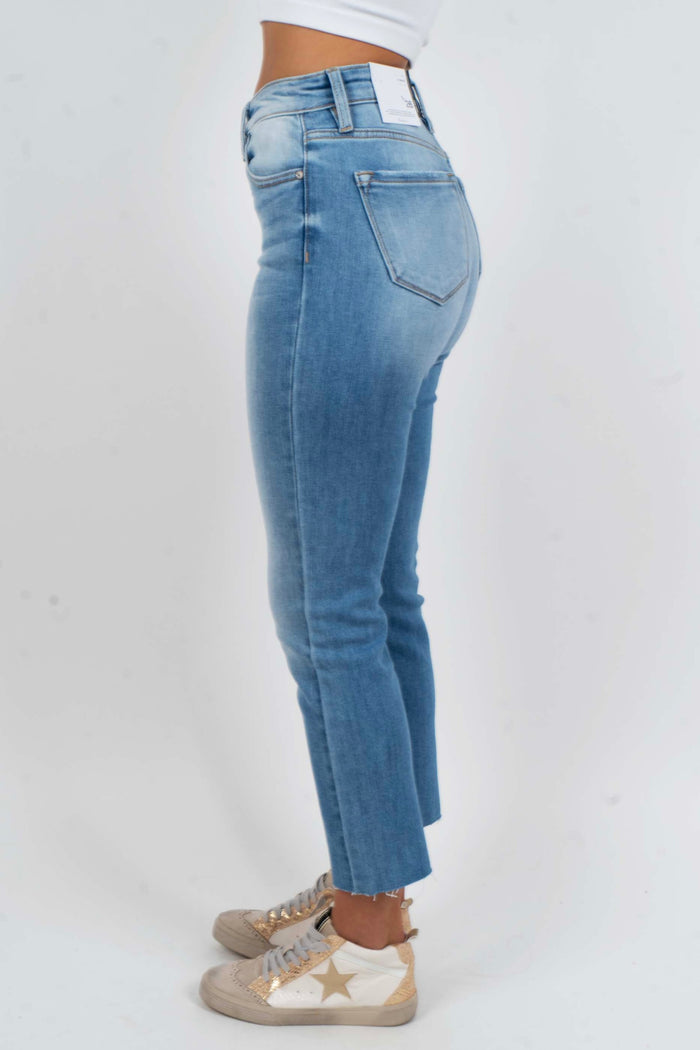 Kancan High Rise Skinny Straight Jeans (Medium Wash)