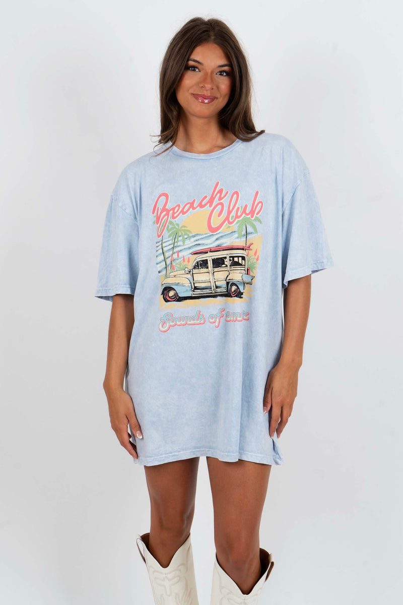 Beach Club Graphic Tee (Light Blue)