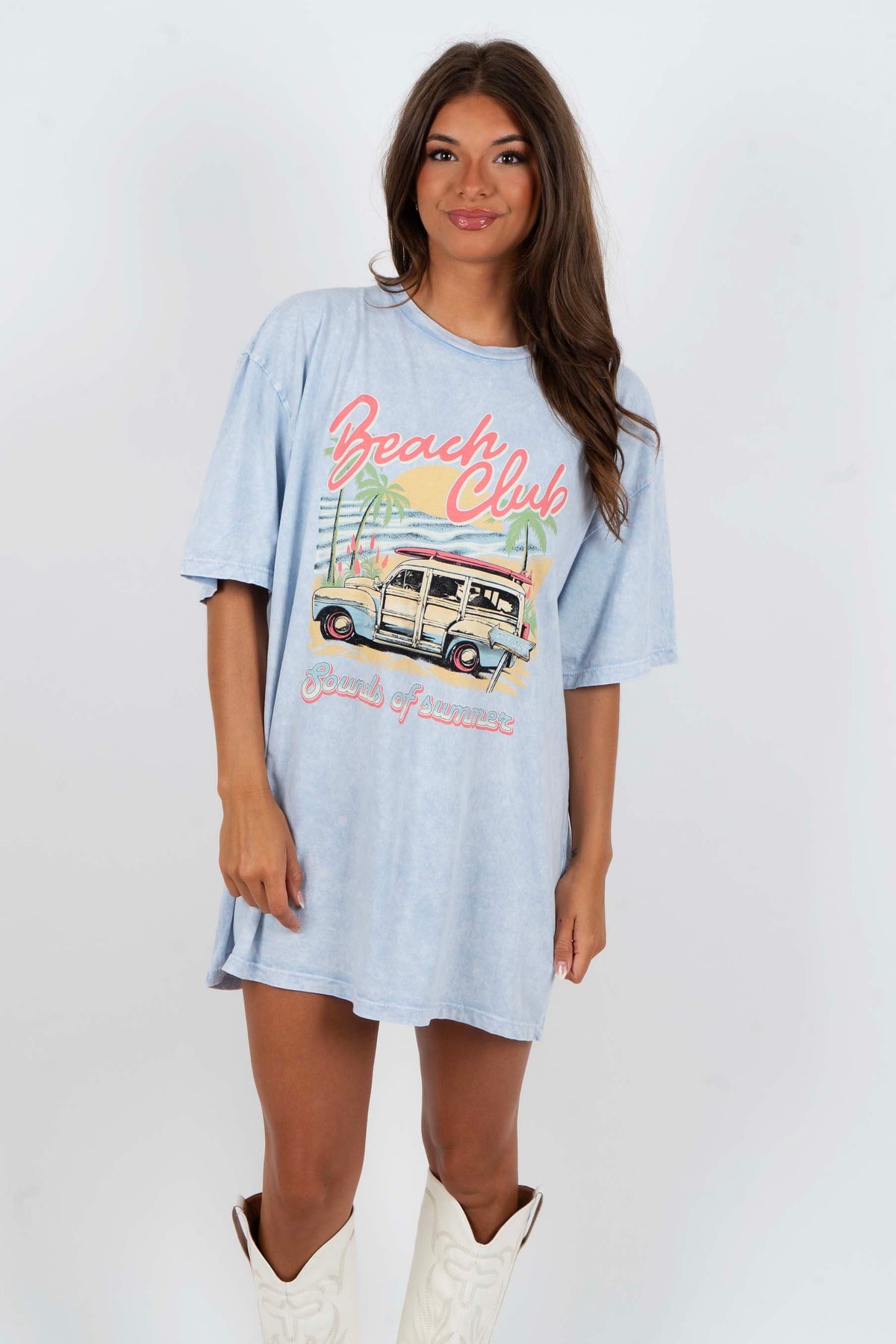 Beach Club Graphic Tee (Light Blue)