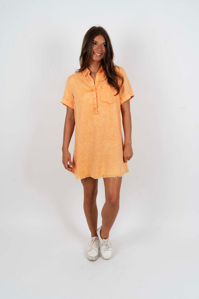 Feel The Fun Shirt Dress (Orange)
