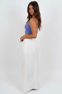 Take Note Wide Leg Pants (White)