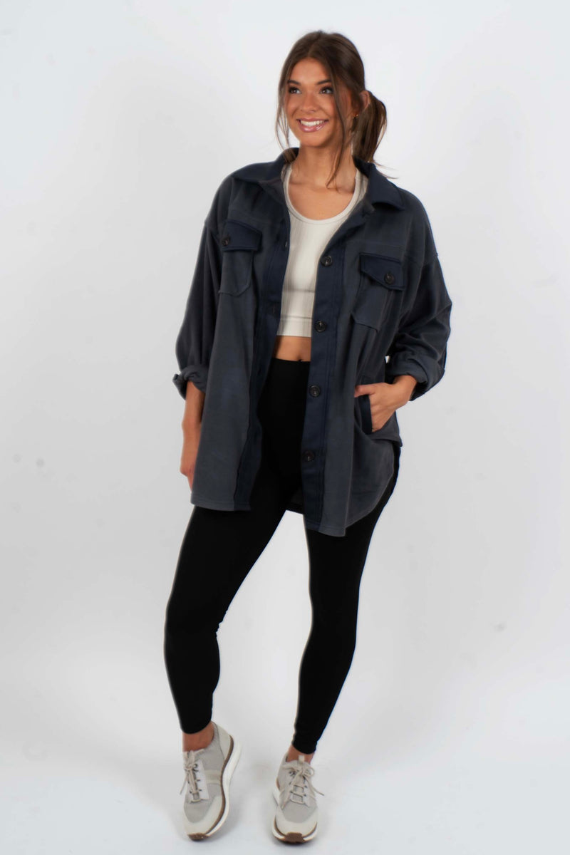 Step Into Love Shacket (Ash Gray)