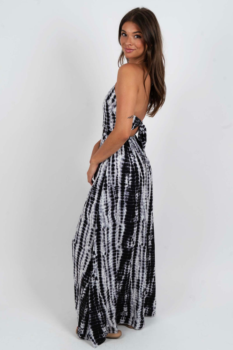 Yours For The Summer Maxi Dress (Black Tie Dye)