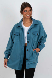 Step Into Love Shacket (Dusty Teal)